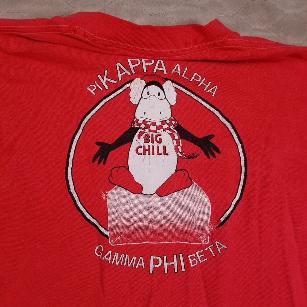 VTG 1987 Winter Carnival Shirt Sz Lg Greek Formal Party Pi Kappa Alpha PAINTED - Picture 14 of 15
